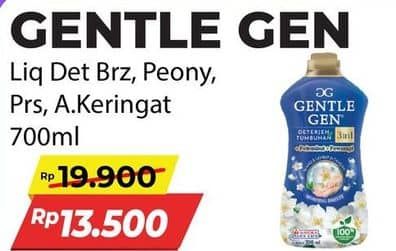 Promo Harga Gentle Gen Deterjen French Peony, Anti Keringat, Parisienne Garden, Morning Breeze 700 ml - Alfamart
