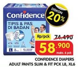 Promo Harga Confidence Adult Pants Tipis & Pas Di Badan XL6, L8 6 pcs - Superindo