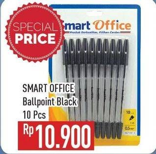Promo Harga SMART OFFICE Balpoint Black 10 pcs - Hypermart