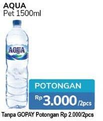 Promo Harga AQUA Air Mineral per 2 botol 1500 ml - Alfamidi