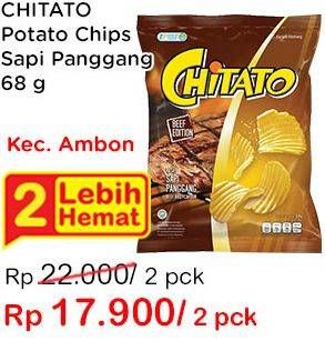Promo Harga CHITATO Snack Potato Chips Sapi Panggang Beef Barbeque 68 gr - Indomaret