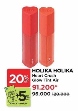 Promo Harga Holika Holika Heart Crush Glow Tint Air 3 gr - Watsons