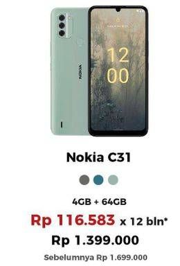 Promo Harga Nokia C31 Smartphone 4GB + 64GB  - Erafone
