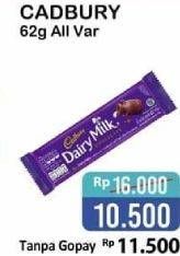 Promo Harga CADBURY Dairy Milk All Variants 62 gr - Alfamart