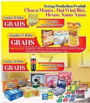 Promo Harga PROMO Rp30.000 Produk Choco Mania, Tini Wini Biti, Hexos, Nano-nano  - Lotte Grosir