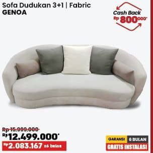 Promo Harga Courts Genoa Sofa Cashew Dudukan 3 Fabric  - COURTS