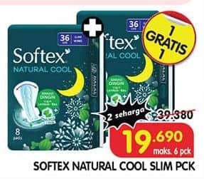 Promo Harga Softex Natural Cool+ Super Slim 36cm 8 pcs - Superindo