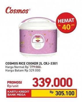 Promo Harga COSMOS CRJ 3301 | Rice Cooker 1800 ml - Carrefour