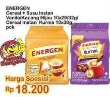 Promo Harga ENERGEN Cereal Instant Vanilla, Kacang Hijau, Kurma per 10 sachet 30 gr - Indomaret