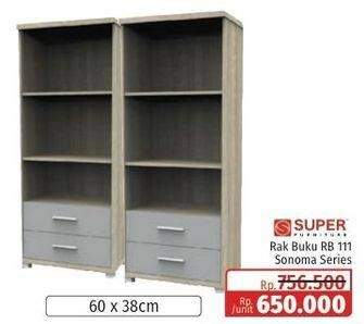 Promo Harga Super Furniture Rak Buku RB 111 Sonoma Series 60 X 38 Cm  - Lotte Grosir