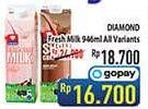 Promo Harga DIAMOND Fresh Milk All Variants 946 ml - Hypermart