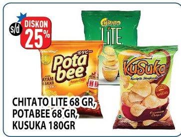Promo Harga Chitato Lite Snack Potato Chips/Potabee Snack Potato Chips/Kusuka Keripik Singkong  - Hypermart