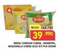 Promo Harga BRIDEL Cheddar/ Emmental/ Mozzarella Cheese 200 gr - Superindo