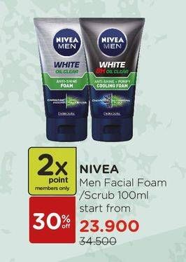 Promo Harga NIVEA Men Facial Foam/Scrub 100ml  - Watsons