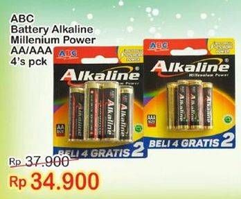 Promo Harga ABC Battery Alkaline AA, AAA 4 pcs - Indomaret