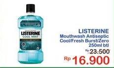 Promo Harga LISTERINE Mouthwash Antiseptic Cool Mint, Fresh Burst, Zero 250 ml - Indomaret