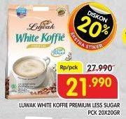 Promo Harga Luwak White Koffie Less Sugar per 20 sachet 20 gr - Superindo