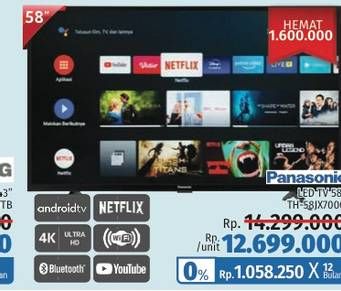Promo Harga PANASONIC TH-58JX700 58" | LED 4K HDR Android TV  - LotteMart