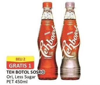 Promo Harga SOSRO Teh Botol Less Sugar, Original 450 ml - Alfamart