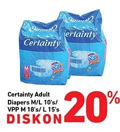 Promo Harga CERTAINTY Adult Diapers M10, L10  - Carrefour