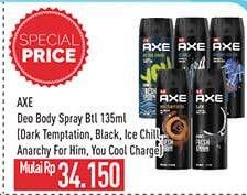 Promo Harga AXE Deo Spray Dark Temptation, Black, Ice Chill, Anarchy For Him, You Cool Charge 135 ml - Hypermart