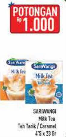 Promo Harga Sariwangi Milk Tea Teh Tarik, Caramel 4 pcs - Hypermart