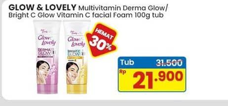 Promo Harga Glow & Lovely (fair & Lovely) Facial Foam Bright C Glow Vitamin C, Derma Glow 100 gr - Indomaret