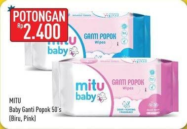 Promo Harga MITU Baby Wipes Ganti Popok, Blue, Pink 50 pcs - Hypermart