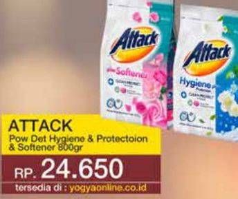 Promo Harga Attack Detergent Powder Hygiene Plus Protection, Plus Softener 800 gr - Yogya