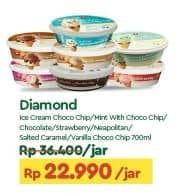 Promo Harga Diamond Ice Cream Mint With Chocolate Chip, Cokelat, Stroberi, Neapolitan, Salted Caramel, Vanilla With Chocolate Chip, Chocolate With Chocolate Chip 700 ml - TIP TOP