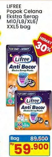 Promo Harga Lifree Popok Celana Ekstra Serap M10, L8, XL6, XXL5 5 pcs - Indomaret