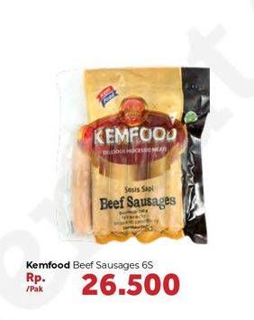 Promo Harga KEMFOOD Beef Sausages 6 pcs - Carrefour