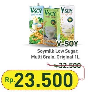 Promo Harga V-soy Soya Bean Milk Low Sugar, Multi Grain, Original 1000 ml - Hypermart