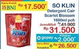 Promo Harga So Klin Liquid Detergent + Anti Bacterial Red Perfume Collection 1600 ml - Indomaret