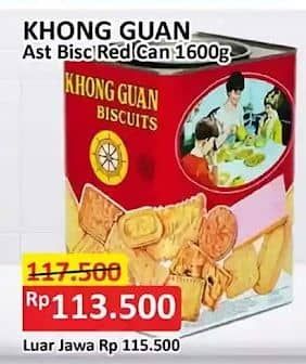 Promo Harga Khong Guan Assorted Biscuit Red Persegi 1600 gr - Alfamart