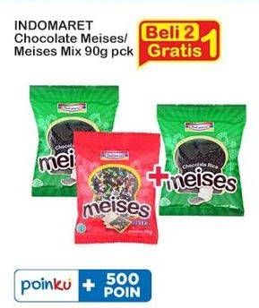 Promo Harga Indomaret Meises Chocolate, Mix 90 gr - Indomaret