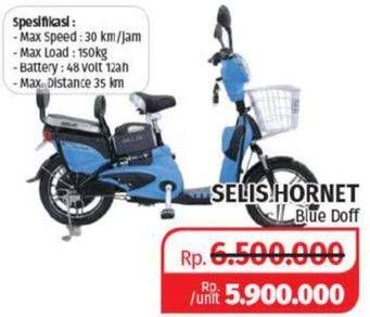 Promo Harga SELIS Sepeda Listrik Hornet Blue Doff  - Lotte Grosir