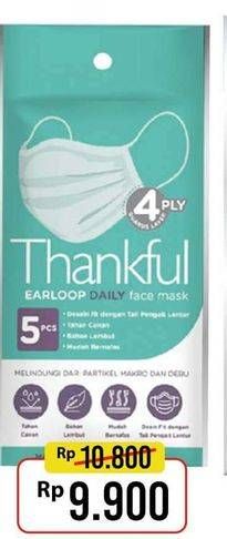 Promo Harga THANKFUL Earloop Daily Mask 5 pcs - Alfamart