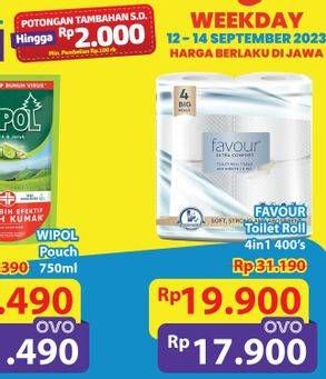 Promo Harga Favour Toilet Roll Tissue per 4 bag 400 sheet - Hypermart