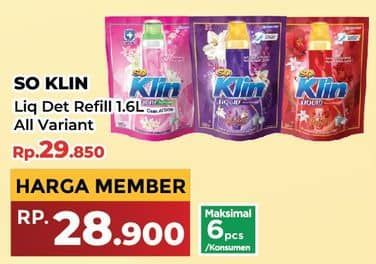 Promo Harga So Klin Liquid Detergent All Variants 1600 ml - Yogya