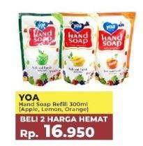 Promo Harga YOA Hand Soap Apel, Lemon, Orange per 2 pouch 300 ml - Yogya