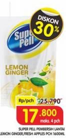 Promo Harga SUPER PELL Pembersih Lantai Lemon, Apel 1600 ml - Superindo