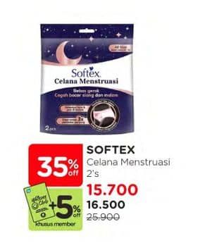 Promo Harga Softex Celana Menstruasi All Size 2 pcs - Watsons