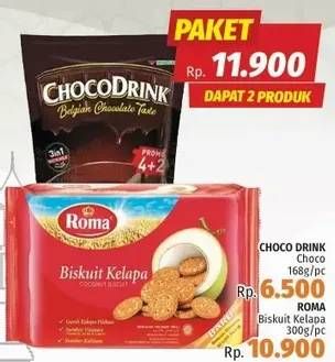 Promo Harga CHOCO DRINK Choco + ROMA Coconut Biscuit  - LotteMart