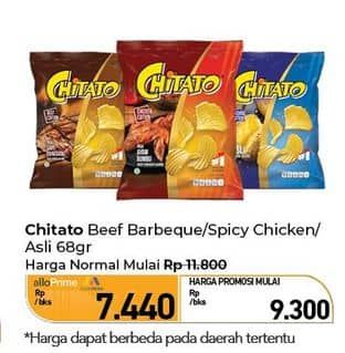 Promo Harga Chitato Snack Potato Chips Sapi Panggang Beef Barbeque, Ayam Bumbu Spicy Chicken, Rasa Asli (Original) 68 gr - Carrefour