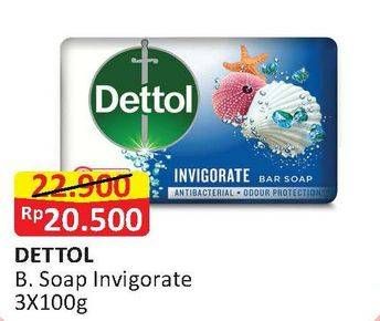 Promo Harga DETTOL Bar Soap Invigorate per 3 pcs 100 gr - Alfamart