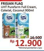 Promo Harga FRISIAN FLAG Susu UHT Purefarm Full Cream, Cokelat, Coconut 900 ml - Alfamidi