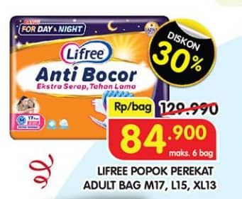 Promo Harga Lifree Popok Perekat Menyerap dan Kering L15, M17, XL13 13 pcs - Superindo