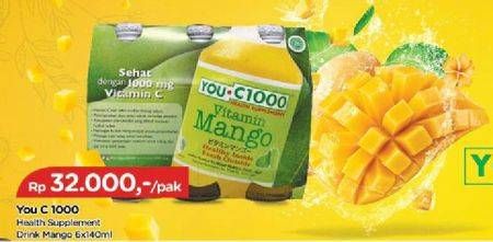 Promo Harga You C1000 Health Drink Vitamin Mango 140 ml - TIP TOP