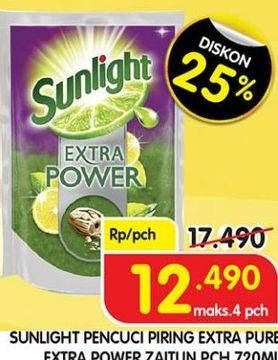 Promo Harga SUNLIGHT Pencuci Piring Extra Power With Biji Zaitun 720 ml - Superindo